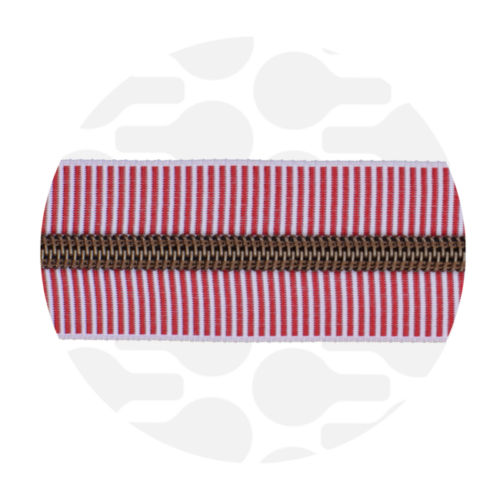 Zipper Zoo: Endlos Reißverschluss metallisiert Striped Cherry 1m, Raupe Antique Brass