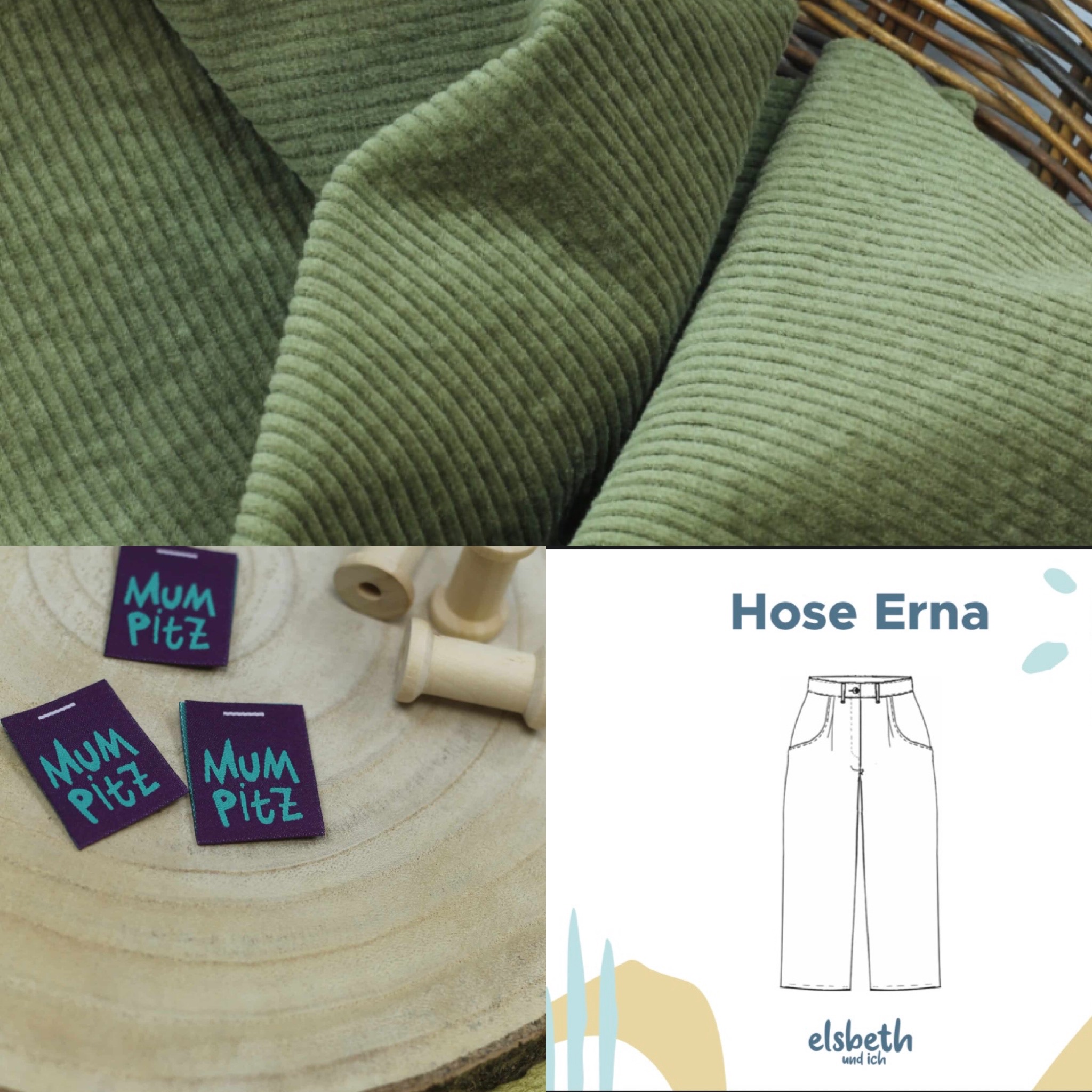 Nähset: "Hose Erna" Breitcord 8w "Khaki"