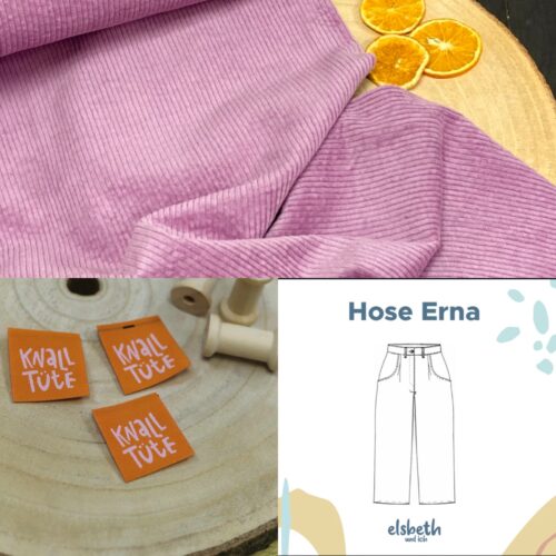 Nähset: "Hose Erna" Breitcord 8w "Lila"