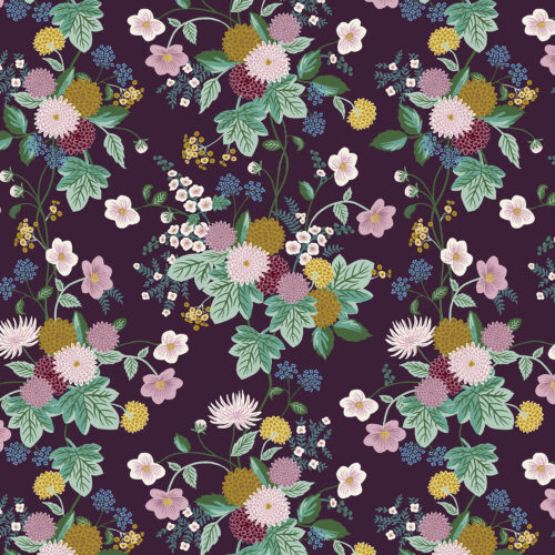 Cotton and Steel: "Dahlia" Aubergine