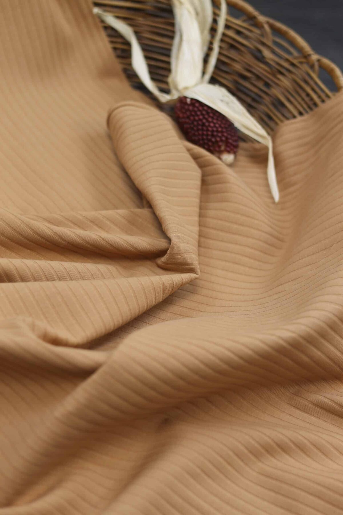 Rippjersey mit breiter Rippe "Mustard"