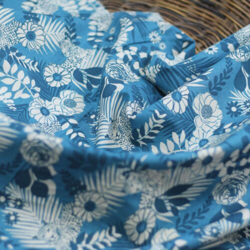 Ruby Star Society: "Reverie Galaxy Verdant Florals Leopard" Dark Blue by Melody Miller