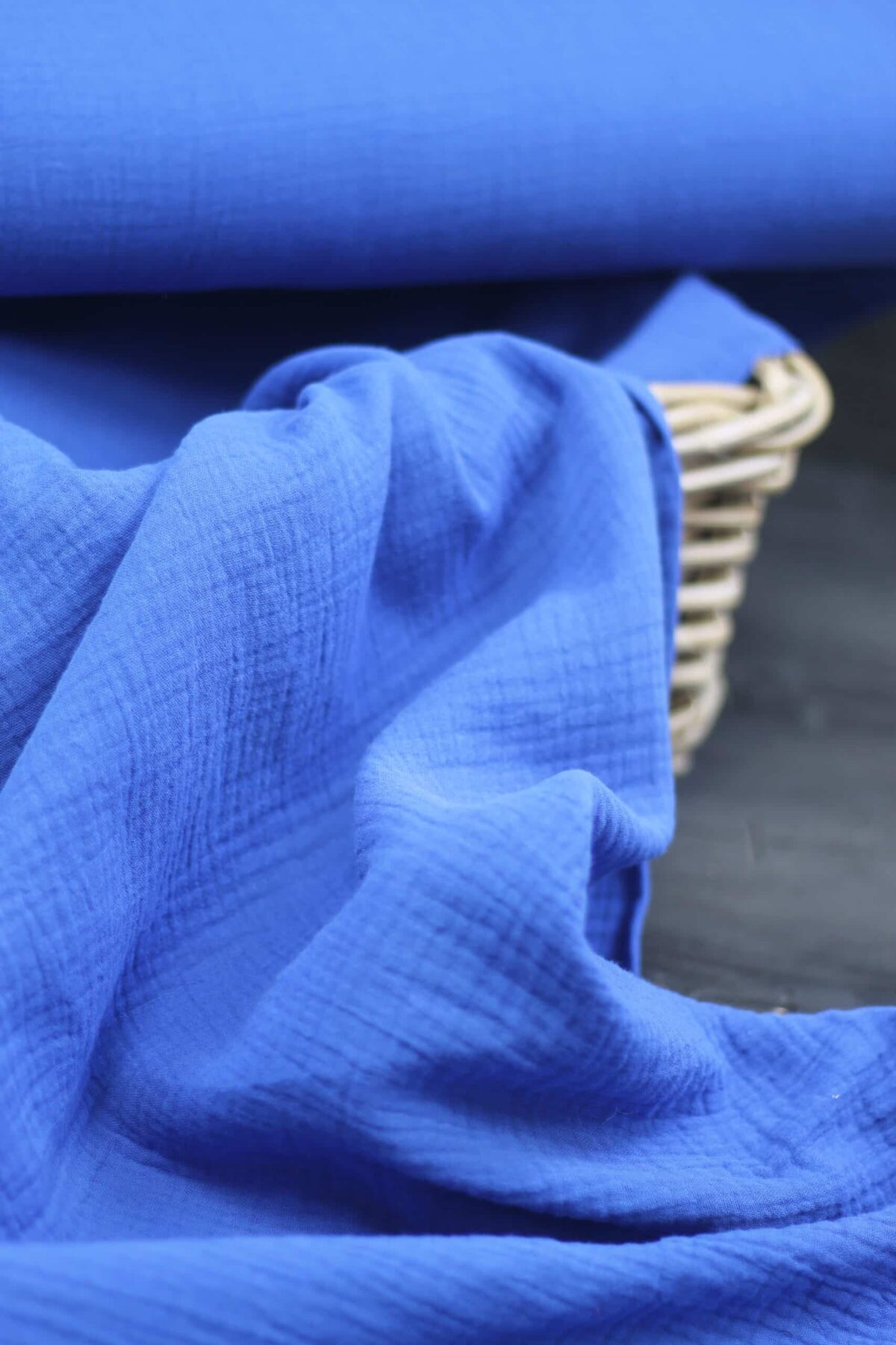 Double Gauze Musselin: Uni Royalblau