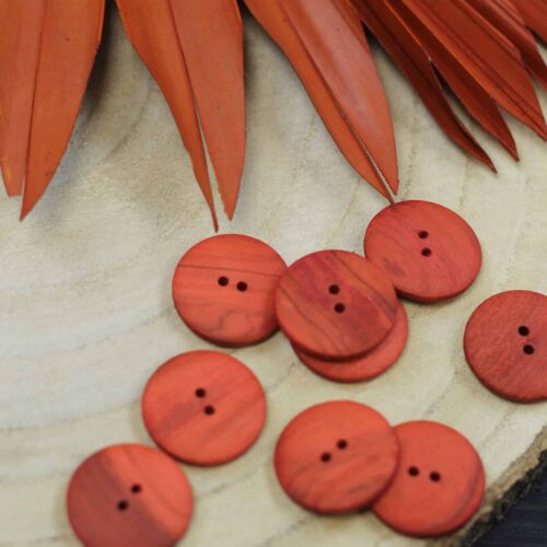 Echter Holzknopf 25 mm Rotorange