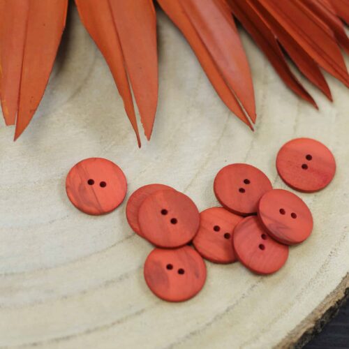 Echter Holzknopf 20 mm Rotorange