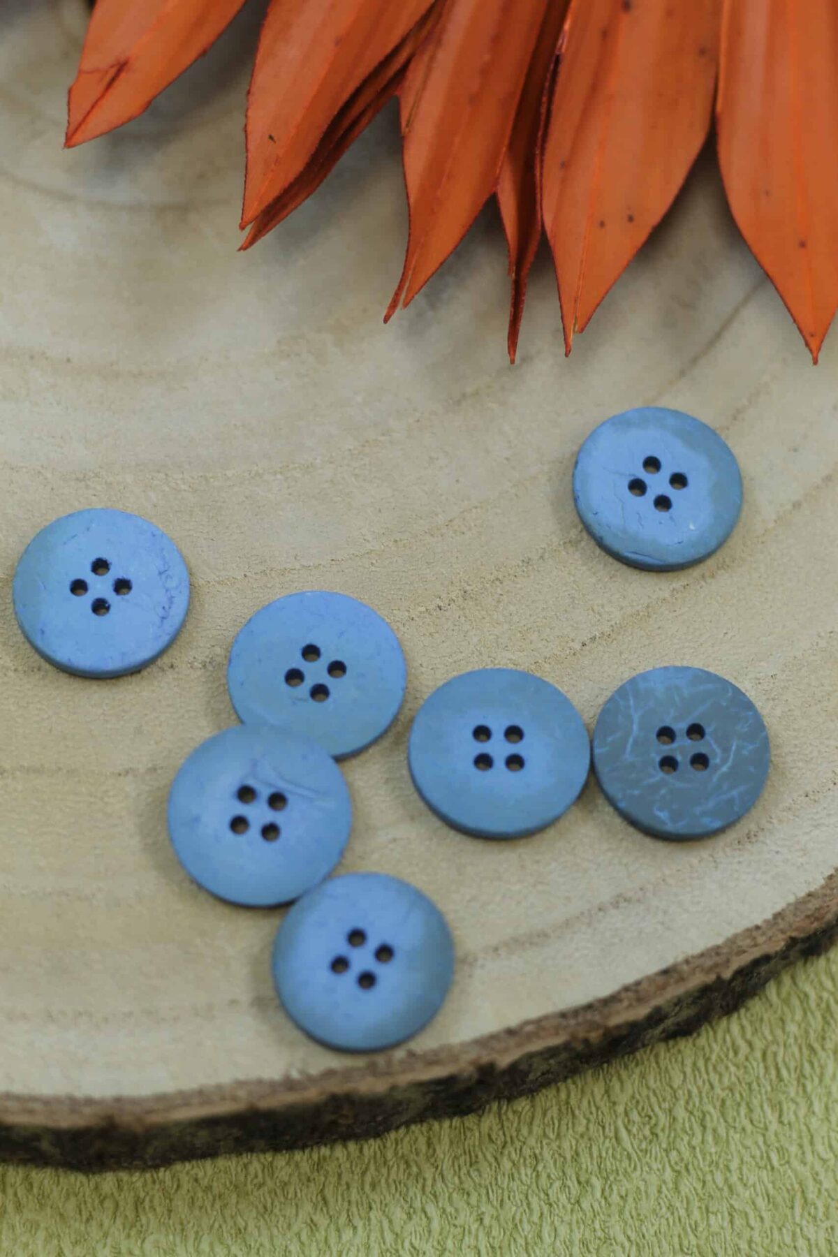 Echter Kokosknopf Hellblau 20 mm