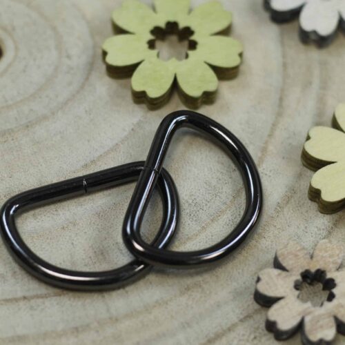 Metall D-Ring: Schwarz 4cm Massiv