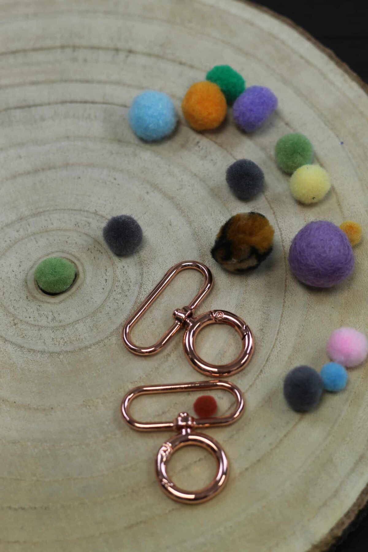 2 Stück Metall Karabiner: Roségold Rund 4cm