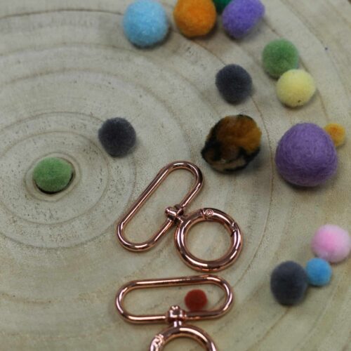 2 Stück Metall Karabiner: Roségold Rund 4cm