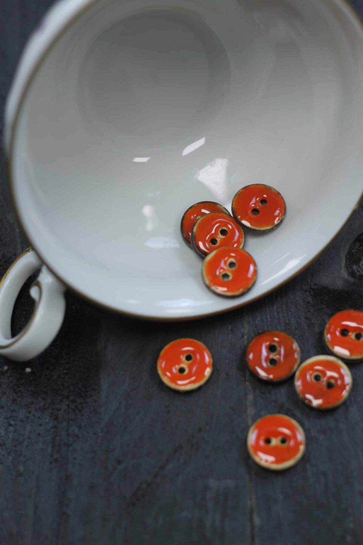 Emaillierter Kokosknopf: 14mm Orange