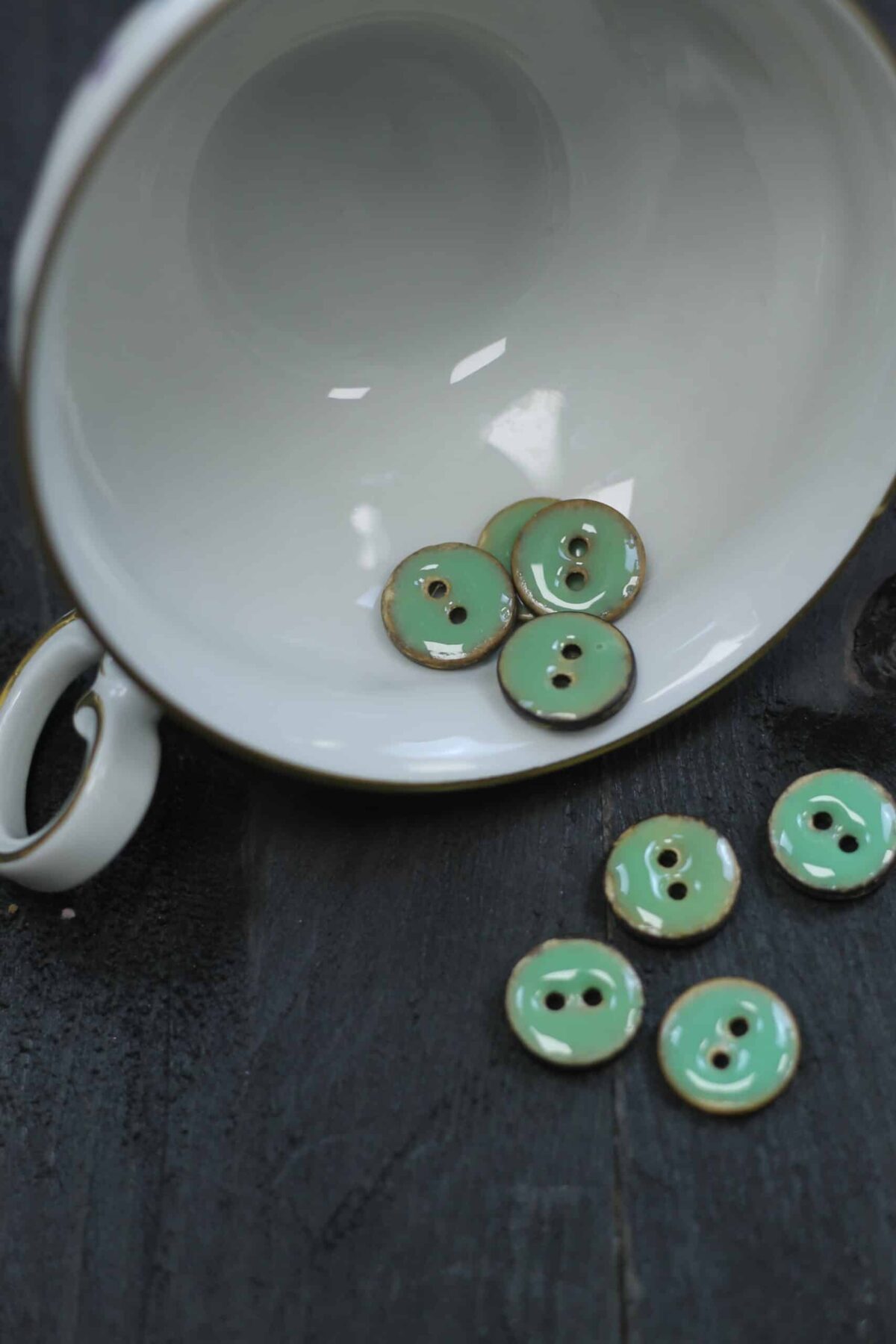 Emaillierter Kokosknopf: 14mm Hellmint