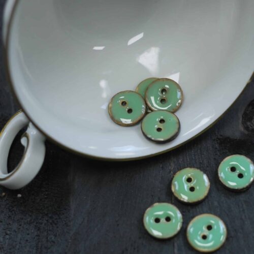 Emaillierter Kokosknopf: 14mm Hellmint