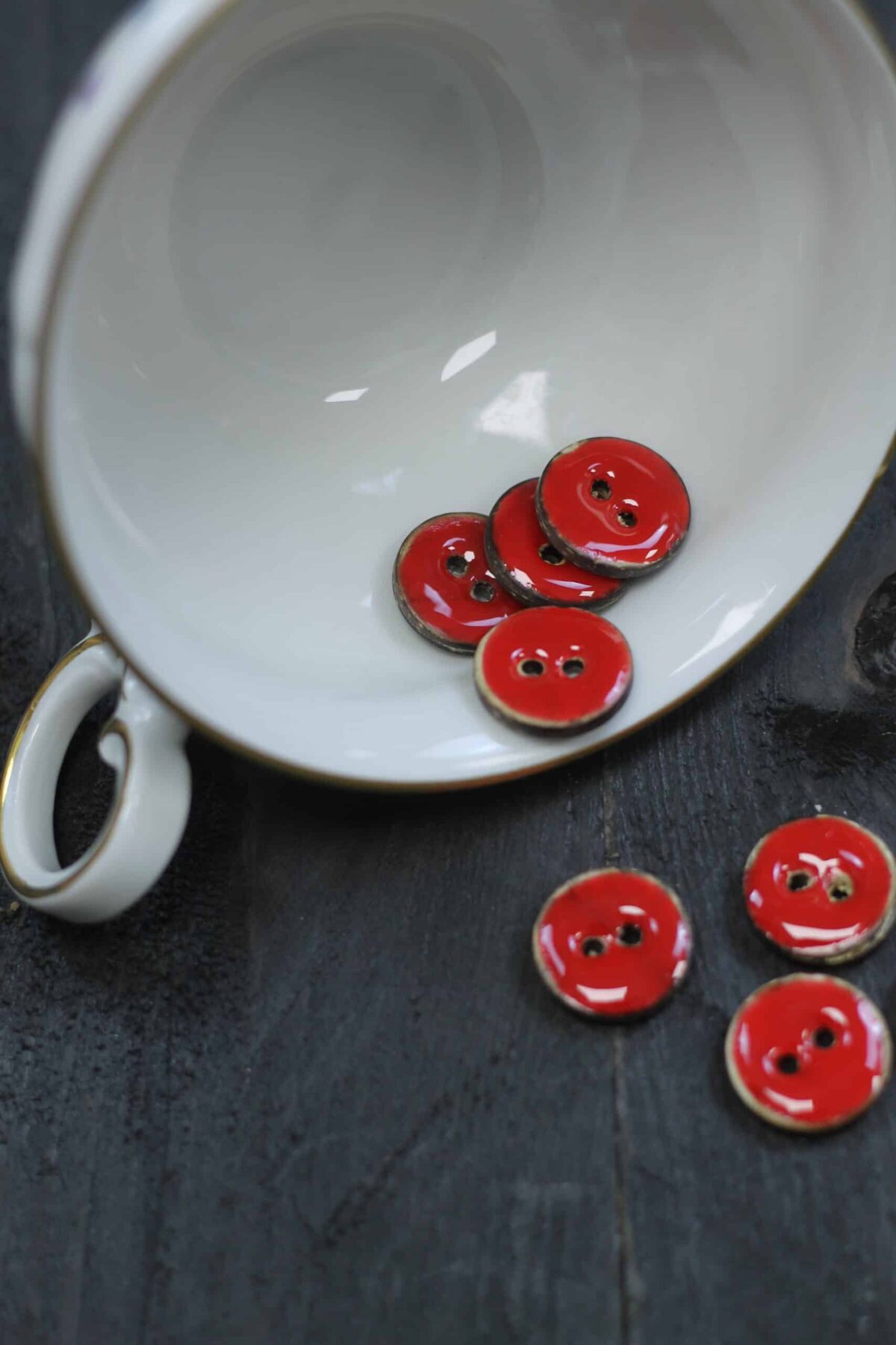 Emaillierter Kokosknopf: 16mm Rot