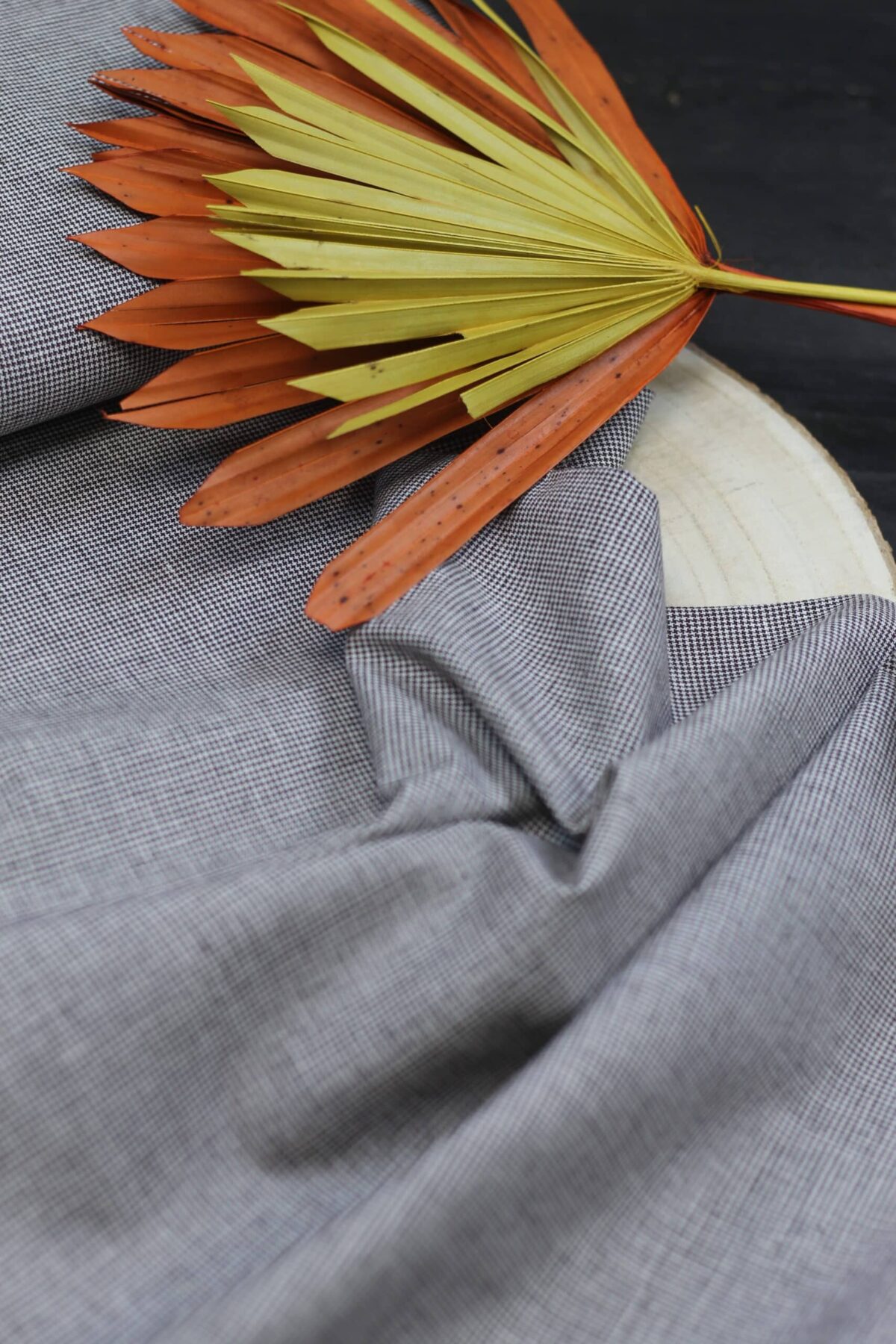 Italienischer Deadstock: Baumwoll-/Leinen "Hahnentritt Dark Brown" mit Elasthan ***RESTSTÜCK 115cm***