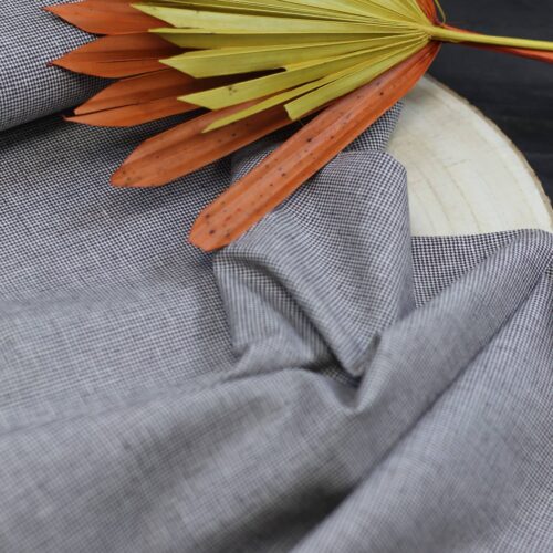 Italienischer Deadstock: Baumwoll-/Leinen "Hahnentritt Dark Brown" mit Elasthan ***RESTSTÜCK 115cm***