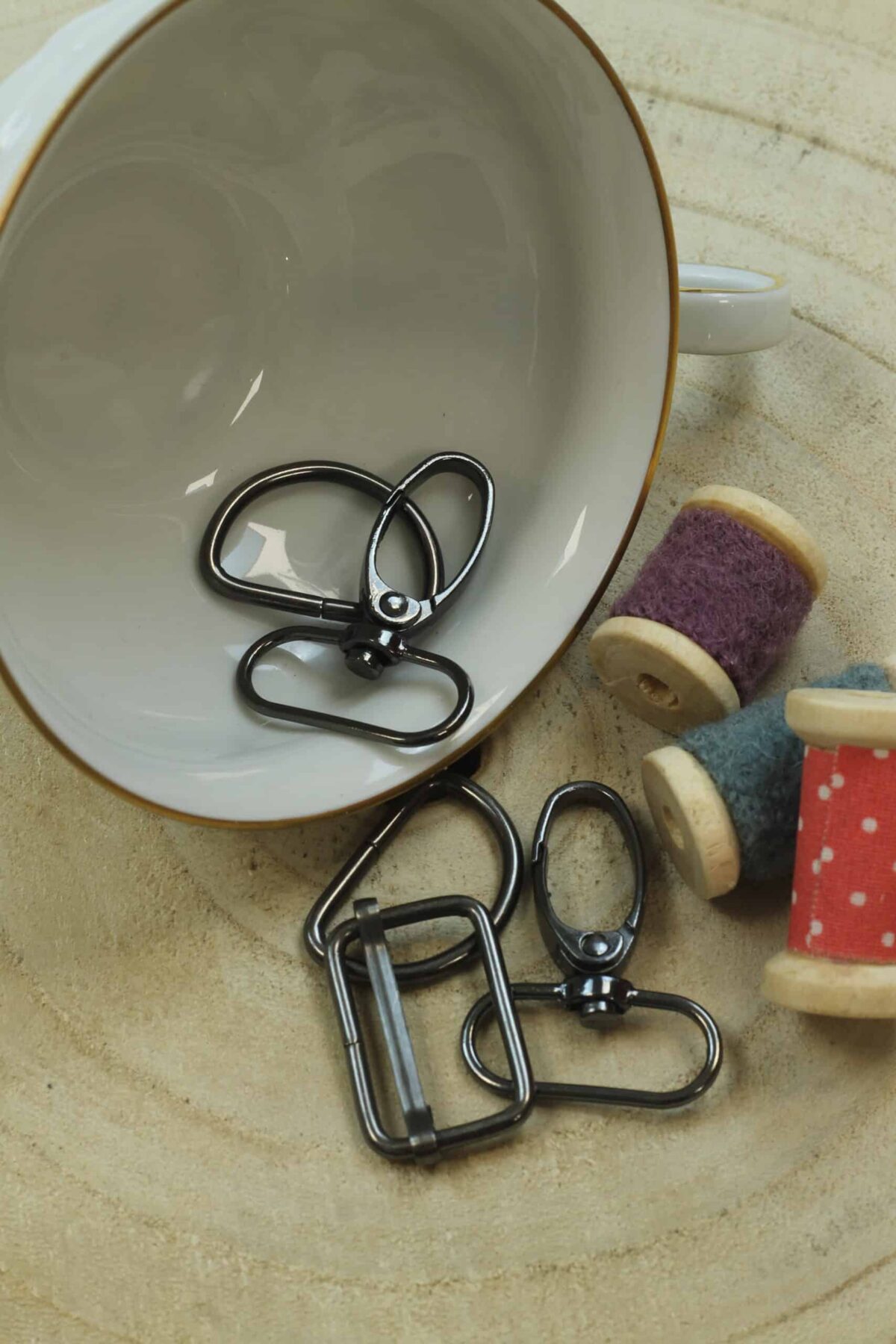 Metallzubehör Set: 2,5 cm/3 cm Schwarzsilber