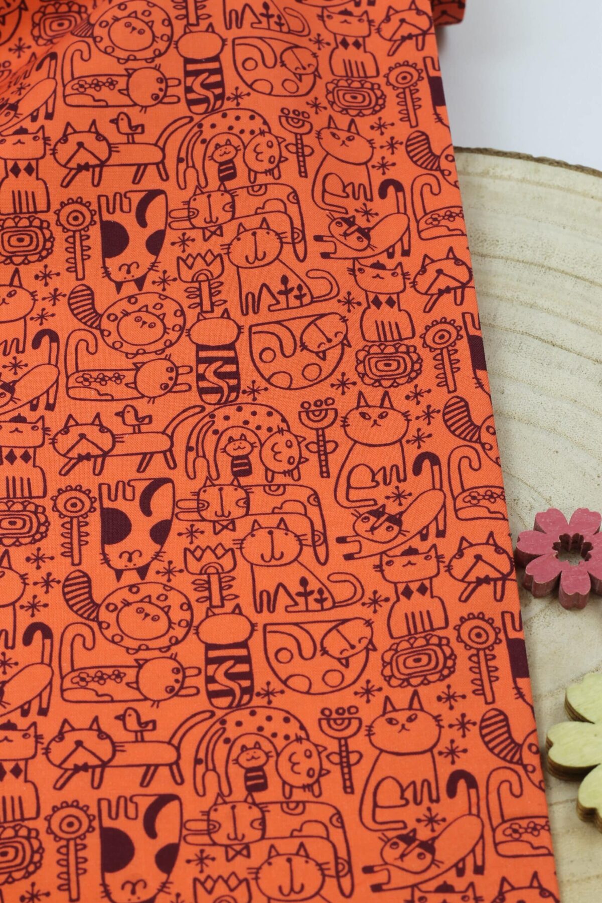 Cotton and Steel: "Neko No Yume" Nakama - Coral Fabric
