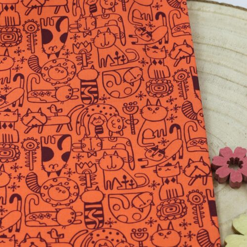 Cotton and Steel: "Neko No Yume" Nakama - Coral Fabric