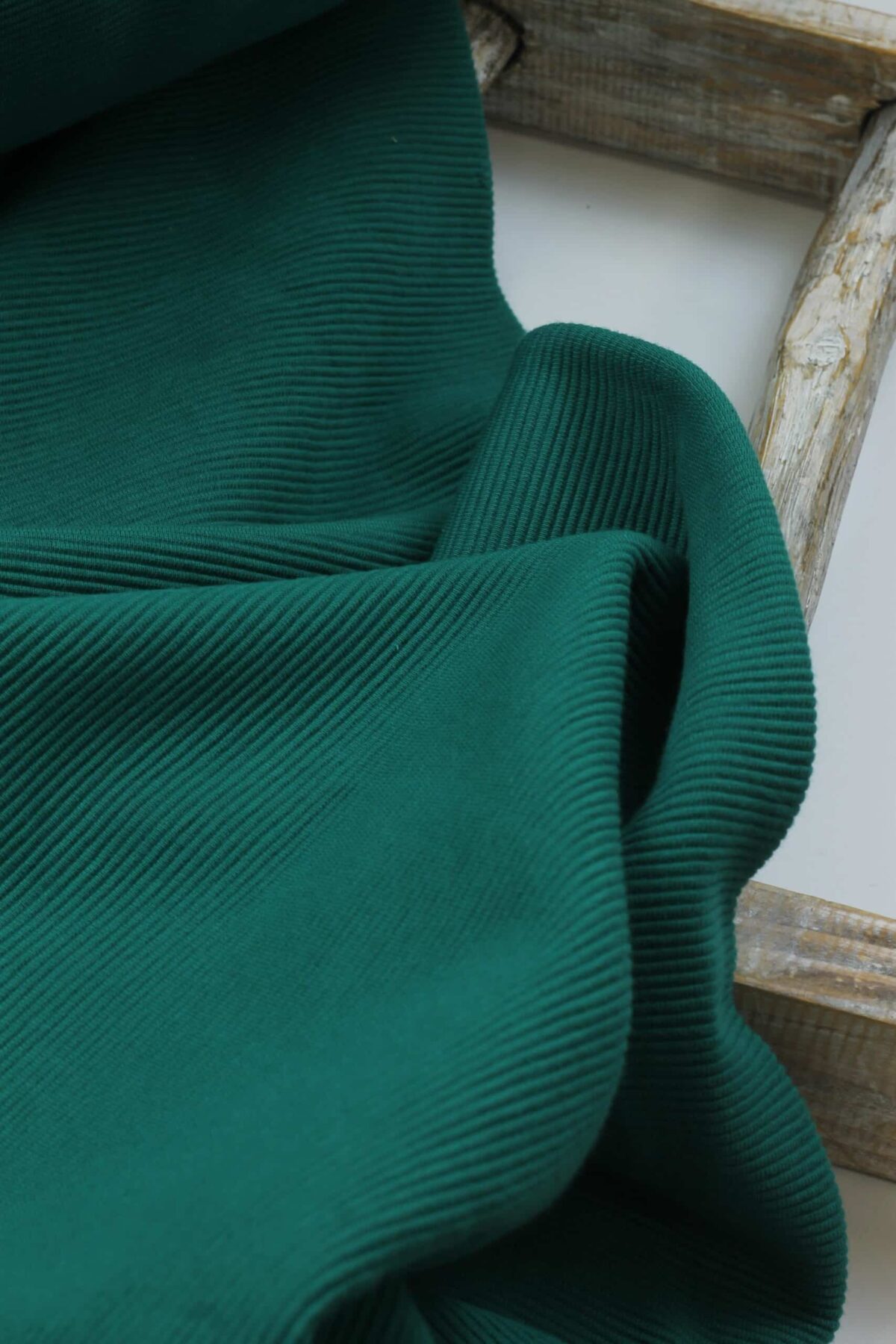 Jersey: Feinripp-Jersey "Ottoman Dunkelmint" ***RESTSTÜCK 60cm***