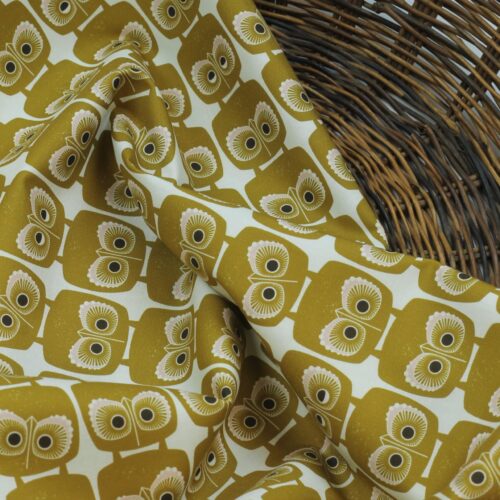 Cotton and Steel: "Sweet Floral Scent" Nosey Owl Umber Fabric