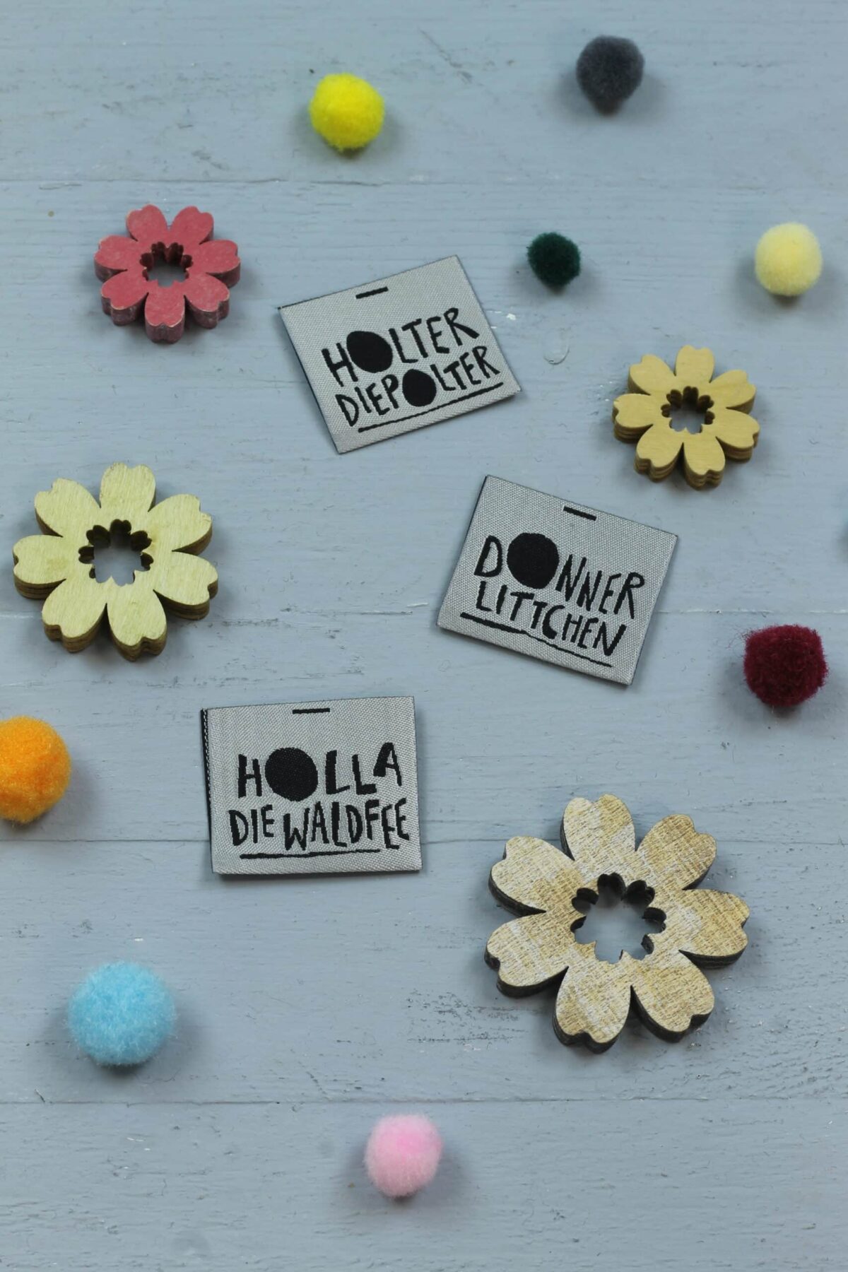 Etiketten 3er SET: HOLLA DIE WALDFEE - HOLTERDIEPOLTER - DONNERLITTCHEN "Schwarz"