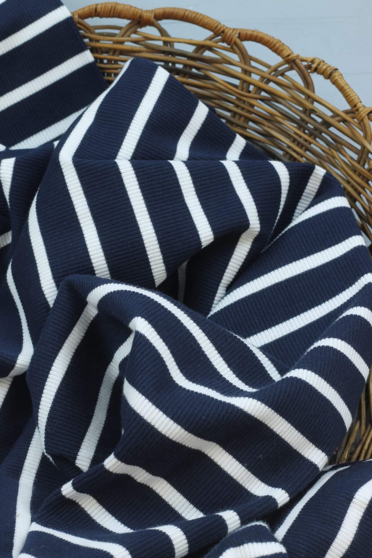 Rippjersey "Streifen Navy/White" ***RESTSTÜCK 45cm***