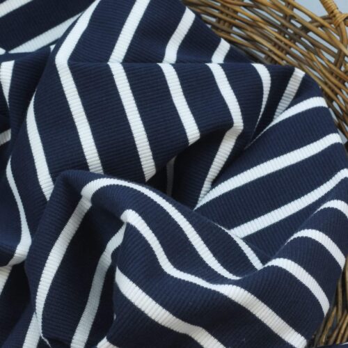 Rippjersey "Streifen Navy/White" ***RESTSTÜCK 45cm***