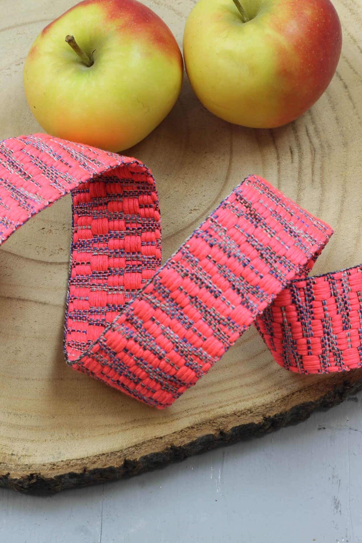 Baumwollgurtband 4cm breit: Zickzack Pink/Bleu
