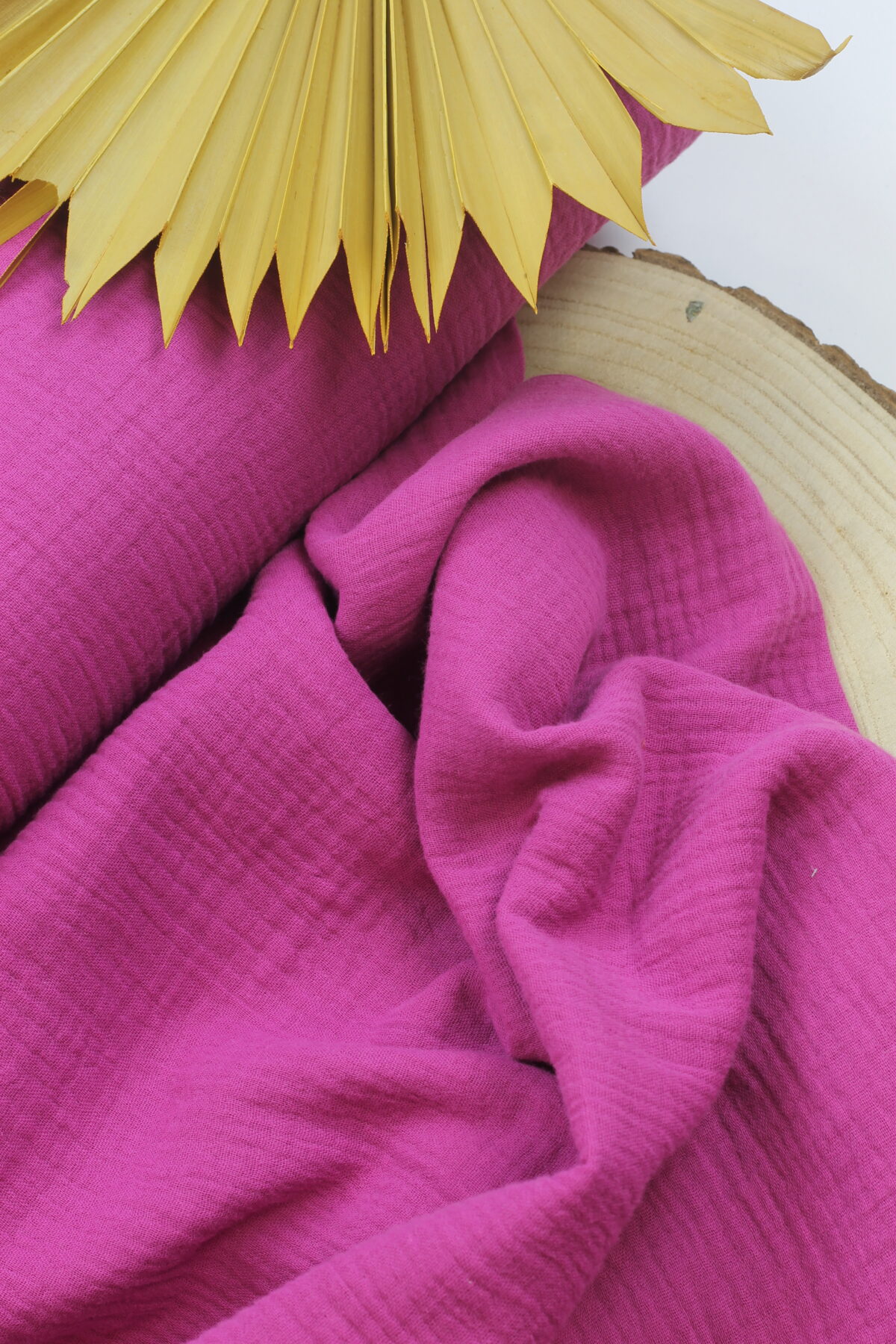 Double Gauze Musselin: Uni Magenta Bio-zertifiziert