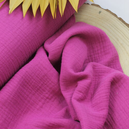 Double Gauze Musselin: Uni Magenta Bio-zertifiziert