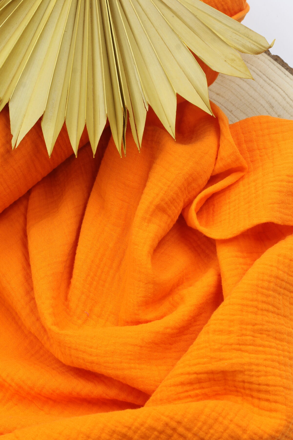Double Gauze Musselin: Uni Neonorange Bio-zertifiziert ***Reststück 1m***