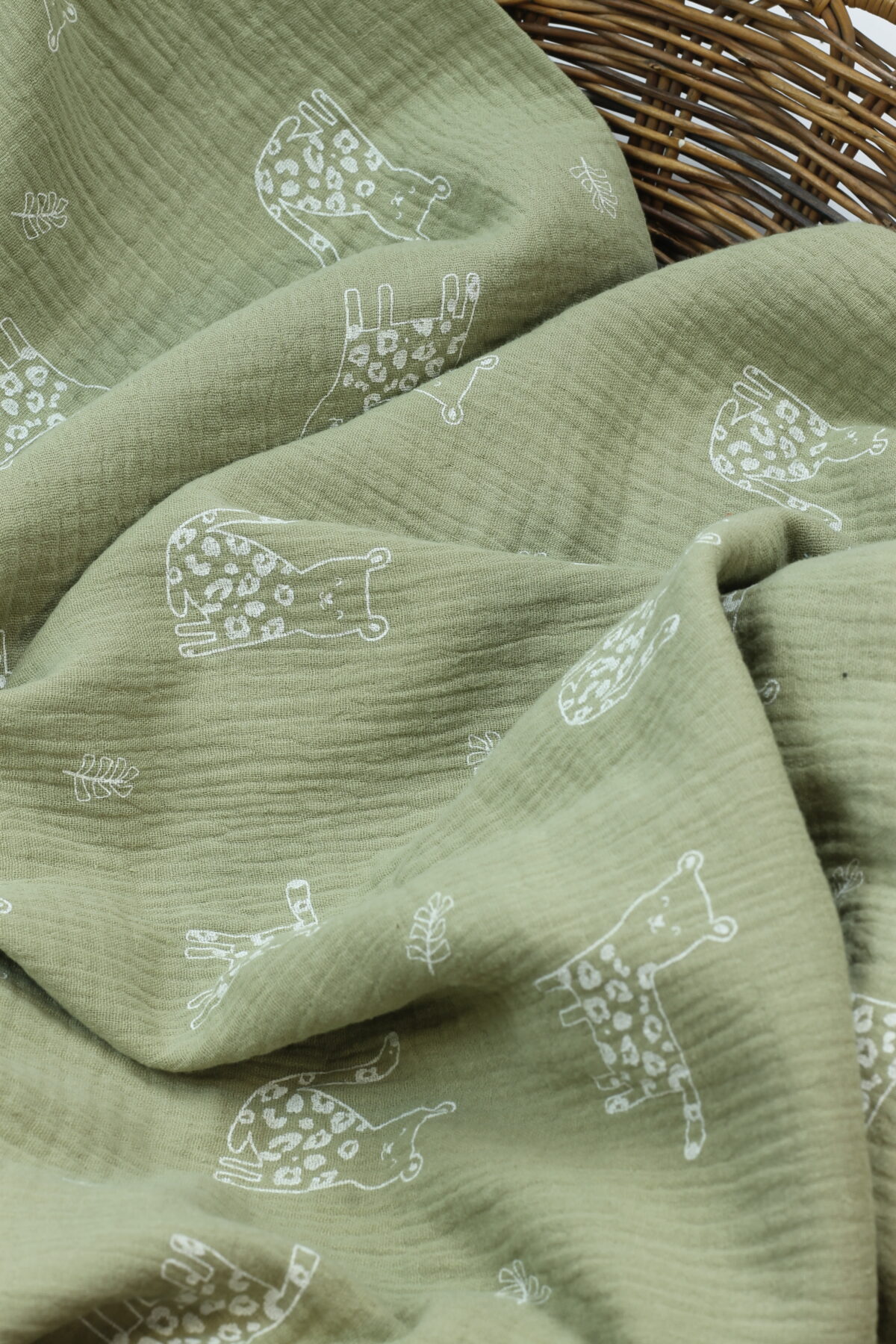 Double Gauze Musselin: Leopard Salbei