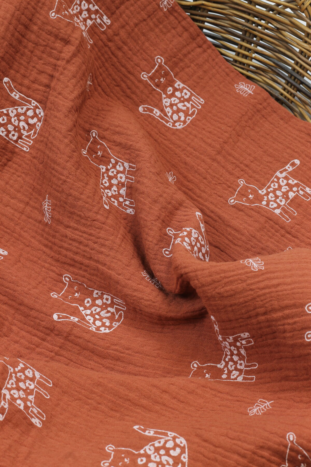 Double Gauze Musselin: Leopard Terracotta