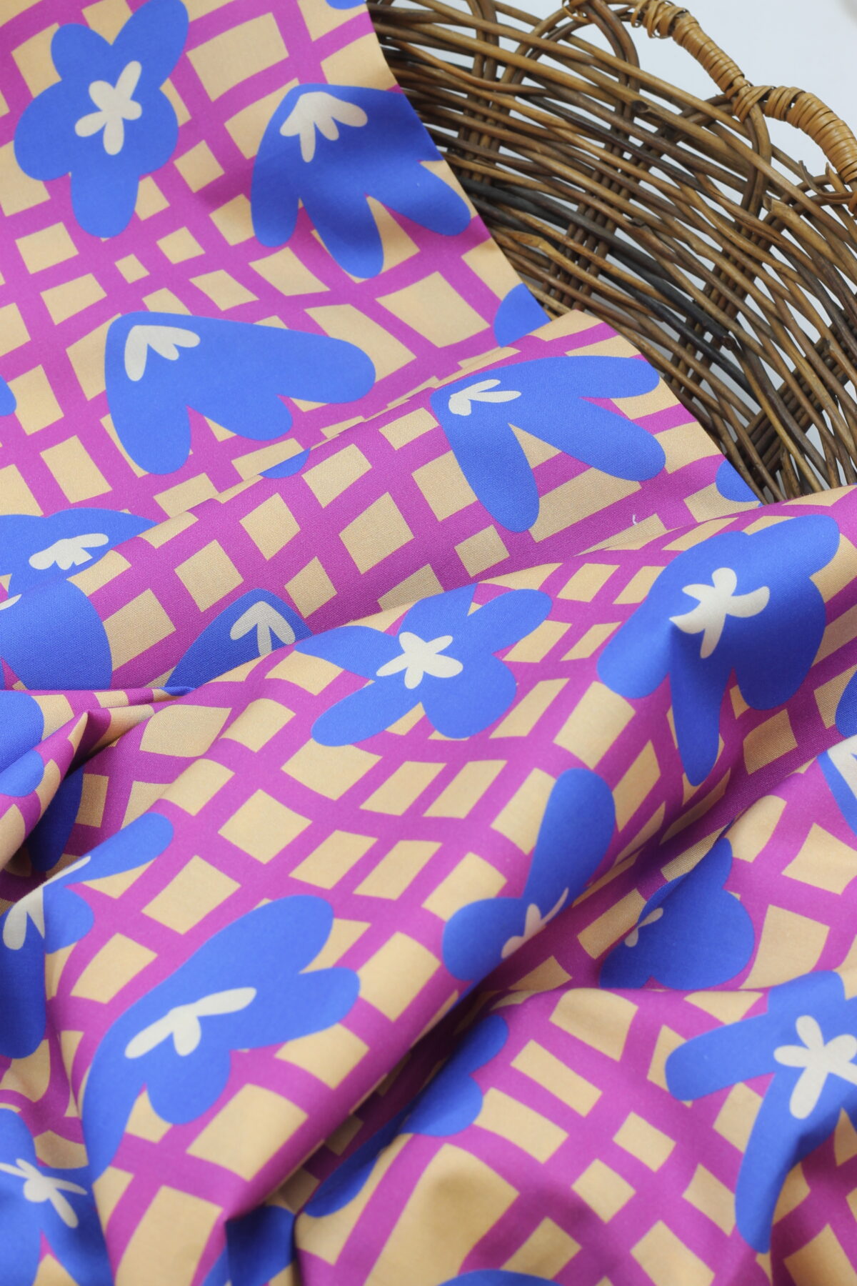POPLIN "Flowers & Squares"