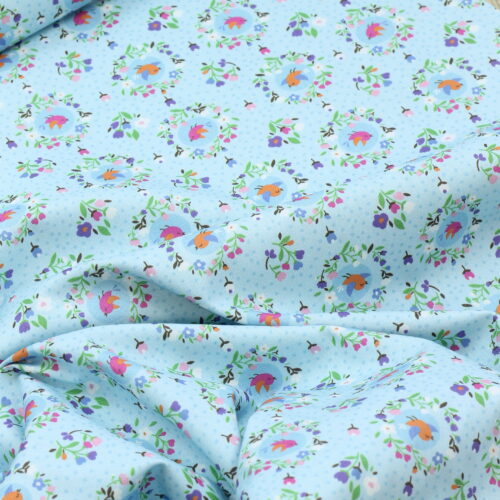 Baumwolle "Mille Fleur Birds" Hellblau
