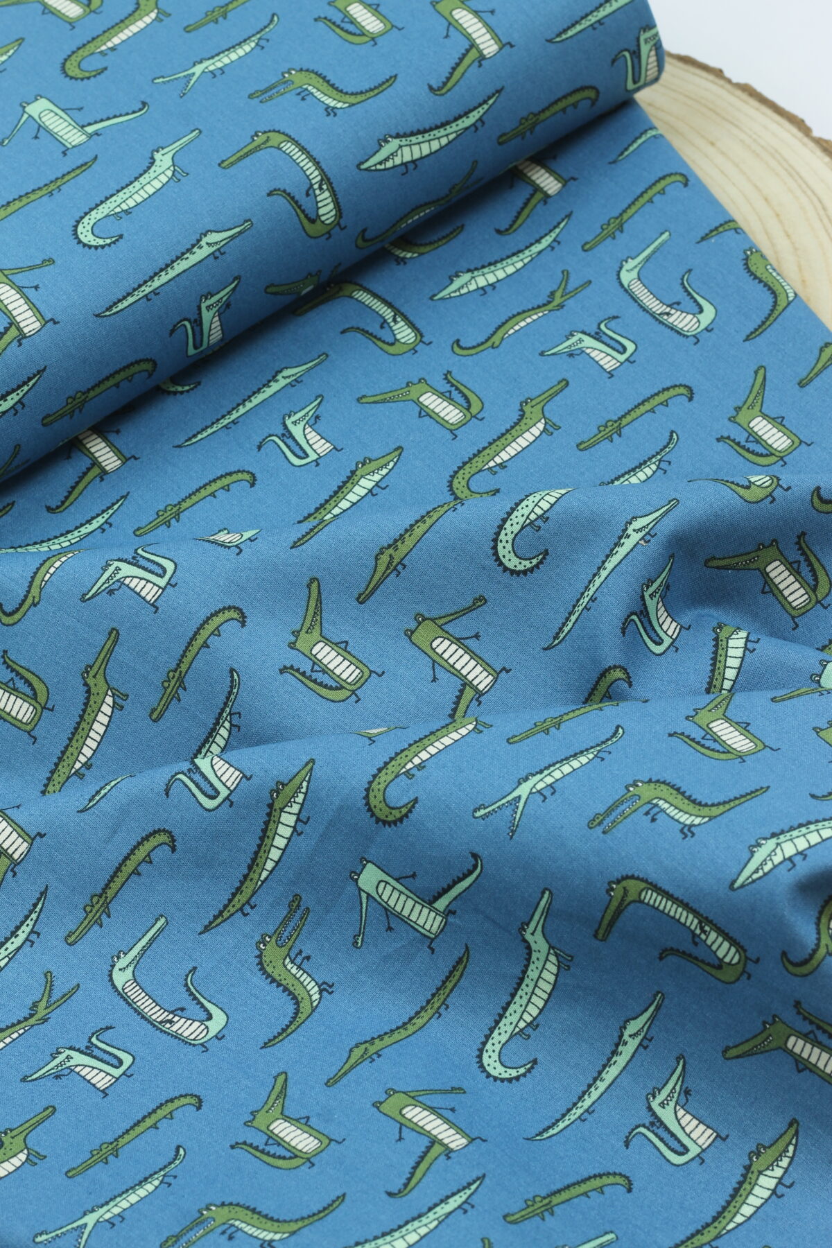 Baumwolle "Krokodile" Jeansblau