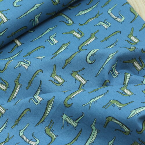 Baumwolle "Krokodile" Jeansblau