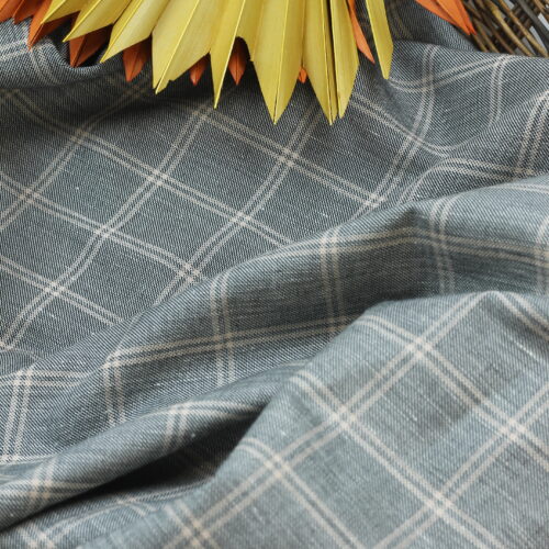 Italienischer Deadstock: Tencel-/Leinengemisch Karo Black/Sand