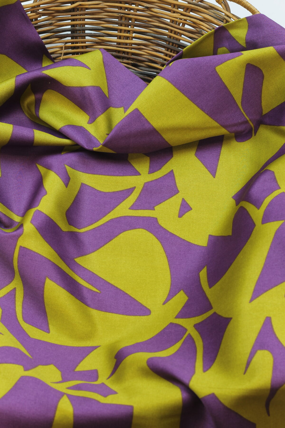 Baumwoll Satin Großes Muster Lilac/Mustard