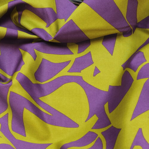 Baumwoll Satin Großes Muster Lilac/Mustard