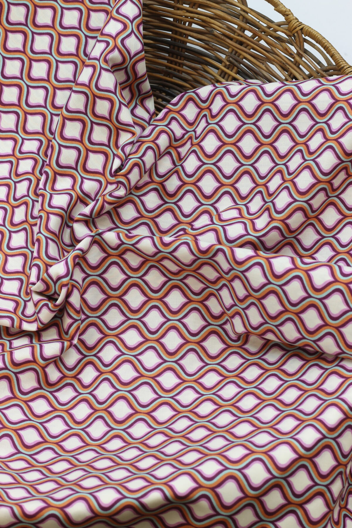 Baumwoll-Poplin Retro Lilac/Orange/Green