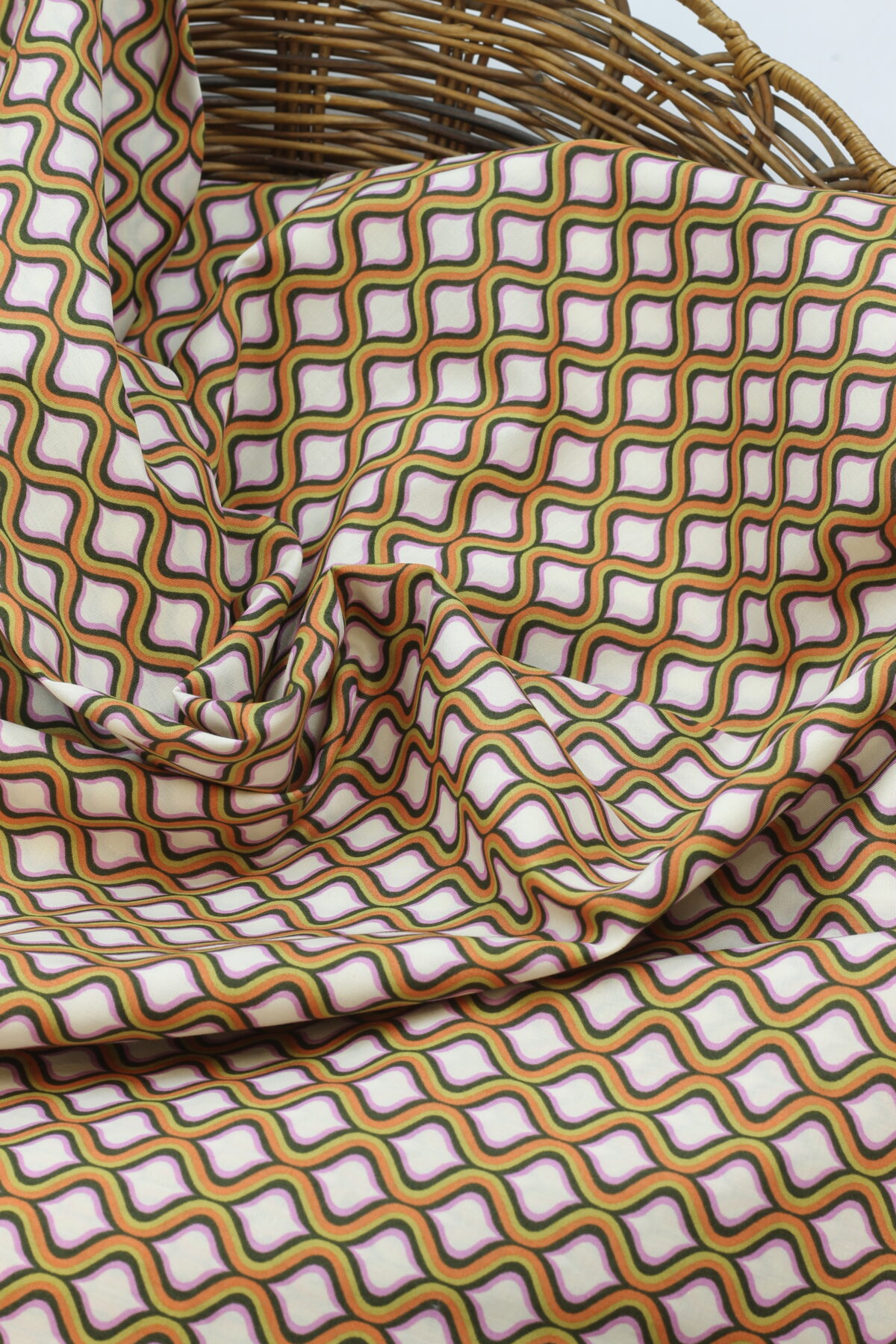 Baumwoll-Poplin Retro Mustard/Lilac/Green