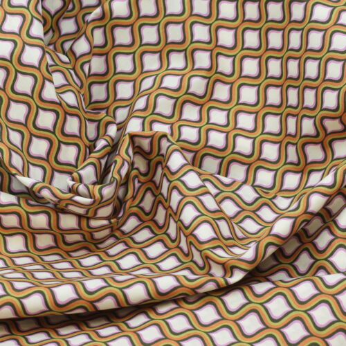 Baumwoll-Poplin Retro Mustard/Lilac/Green