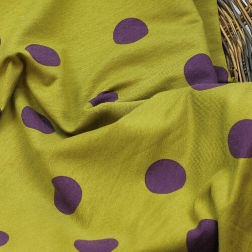 French Terry "Große Punkte Olive"