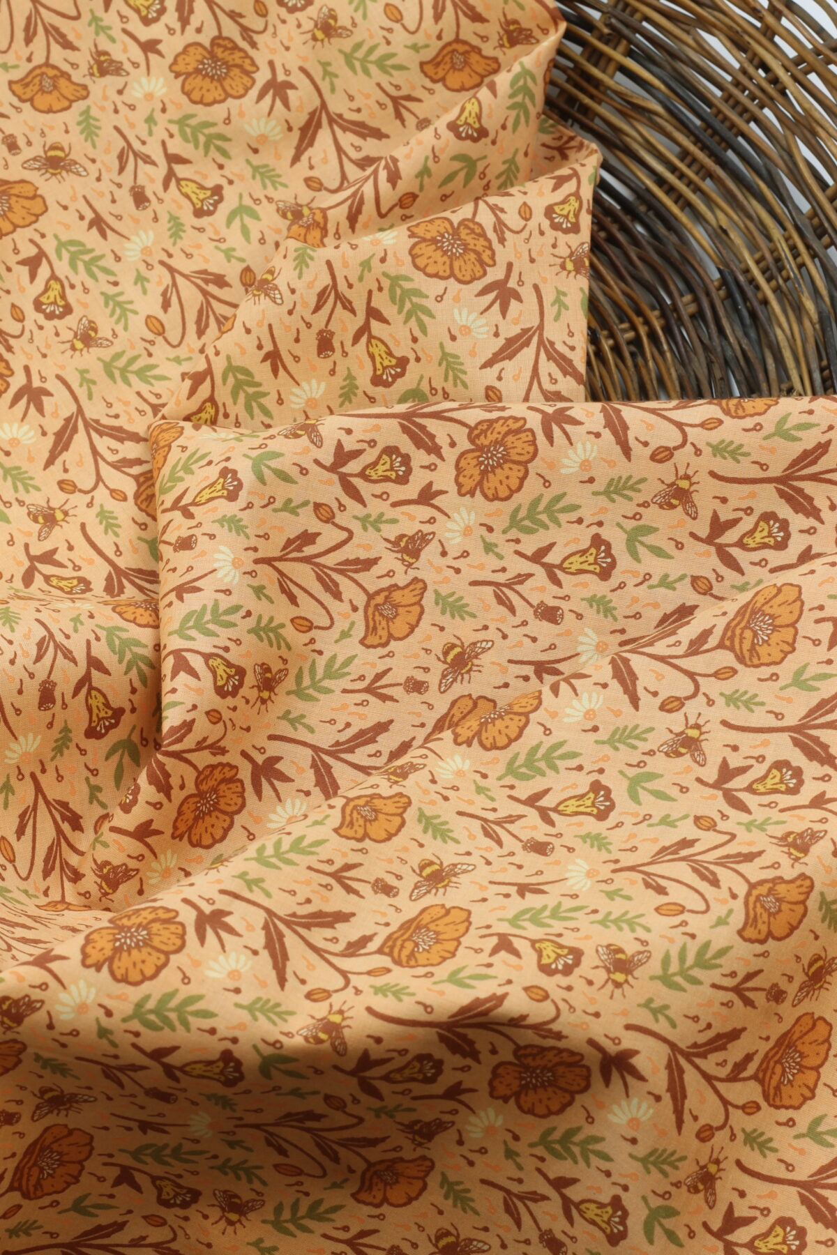 Birch Organic Fabrics: Lawn "The Wild Coast peach" by Mustard beetle ***Reststück 2,90m***