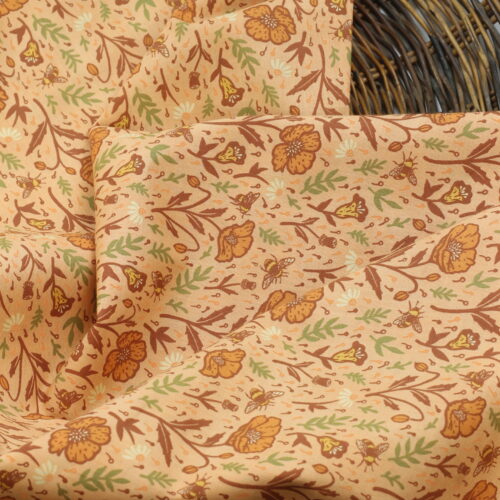 Birch Organic Fabrics: Lawn "The Wild Coast peach" by Mustard beetle ***Reststück 2,90m***