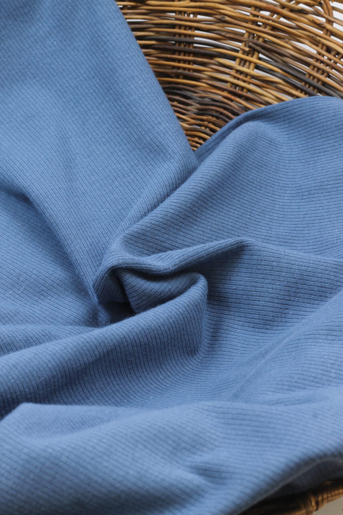 Rippjersey Uni Jeansblau