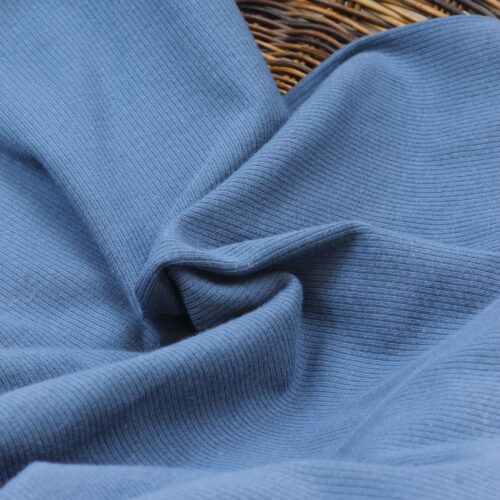 Rippjersey Uni Jeansblau