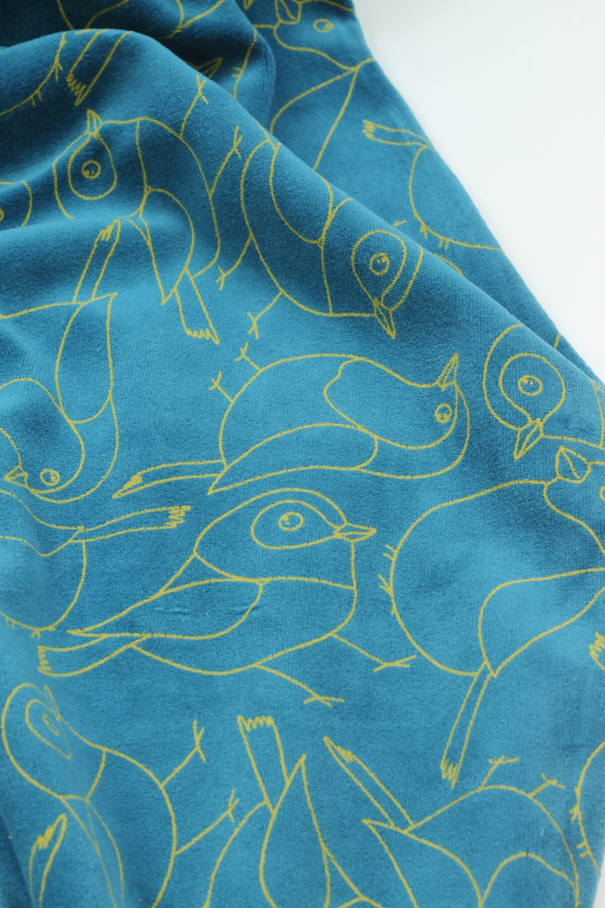 Velours Nicki Vögel Blau