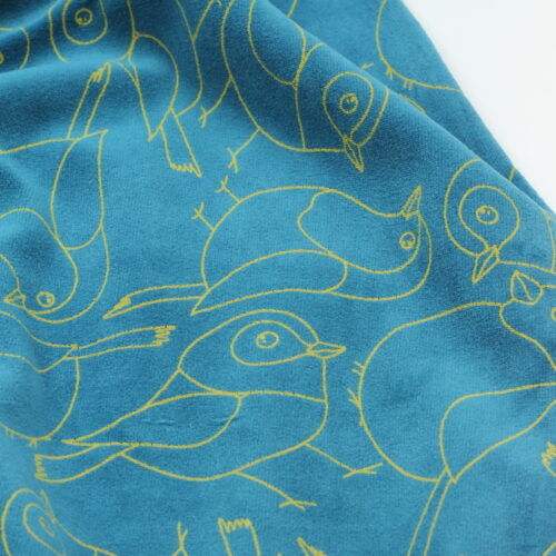 Velours Nicki Vögel Blau